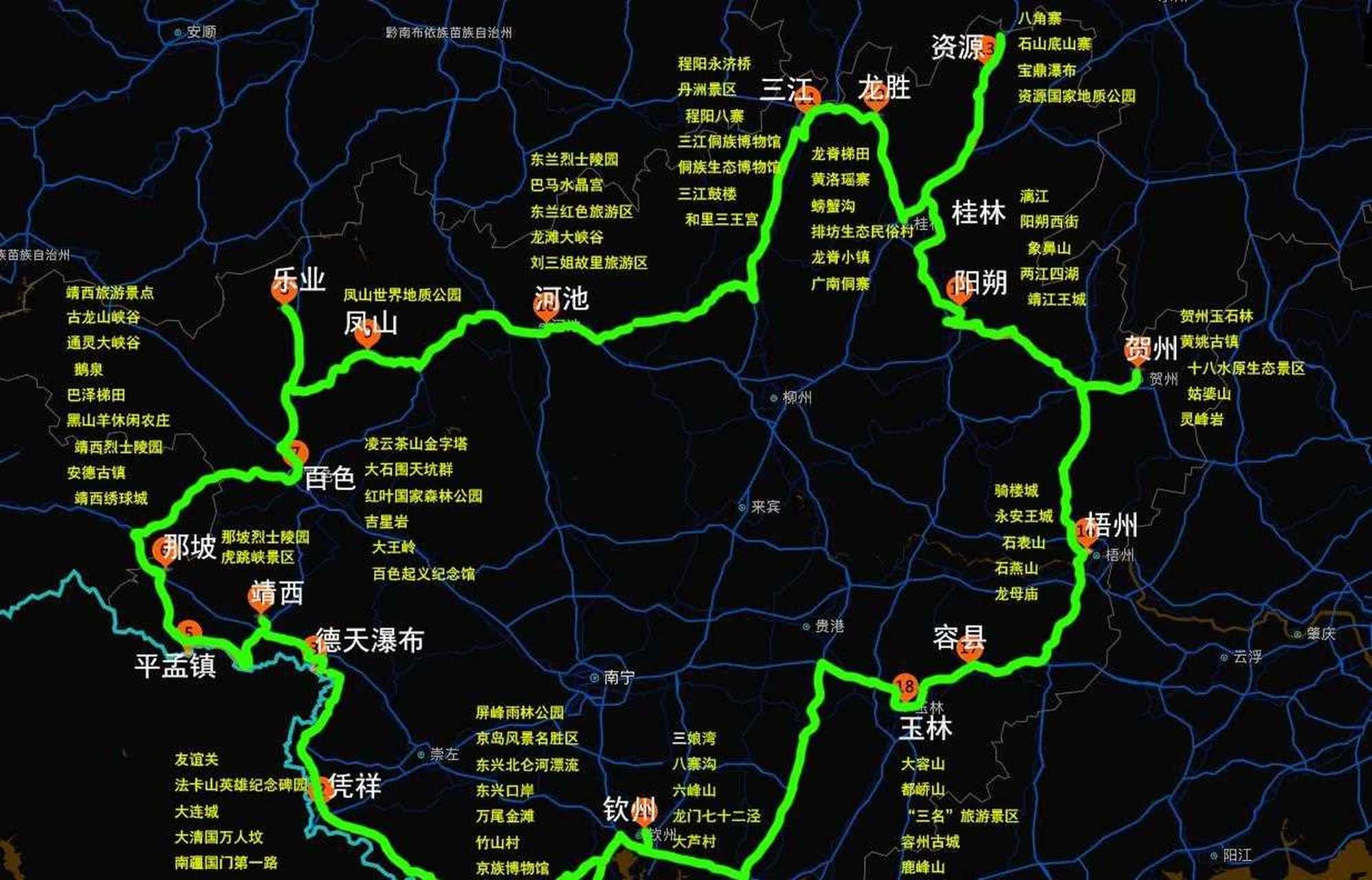 广西最美自驾游线路图图片