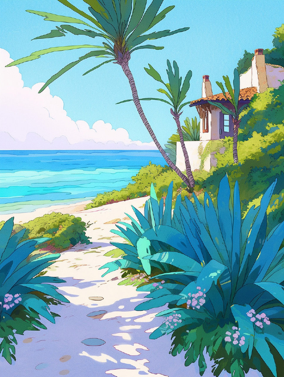 海边的夏天,好治愈的感觉[心] #插画