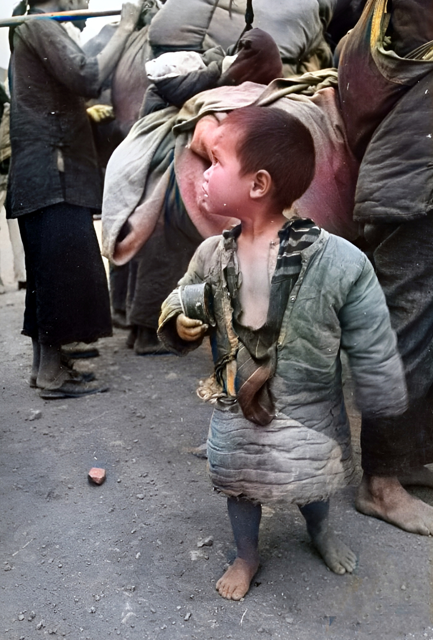 他们与其他难民一样只能靠救济才能活下去.