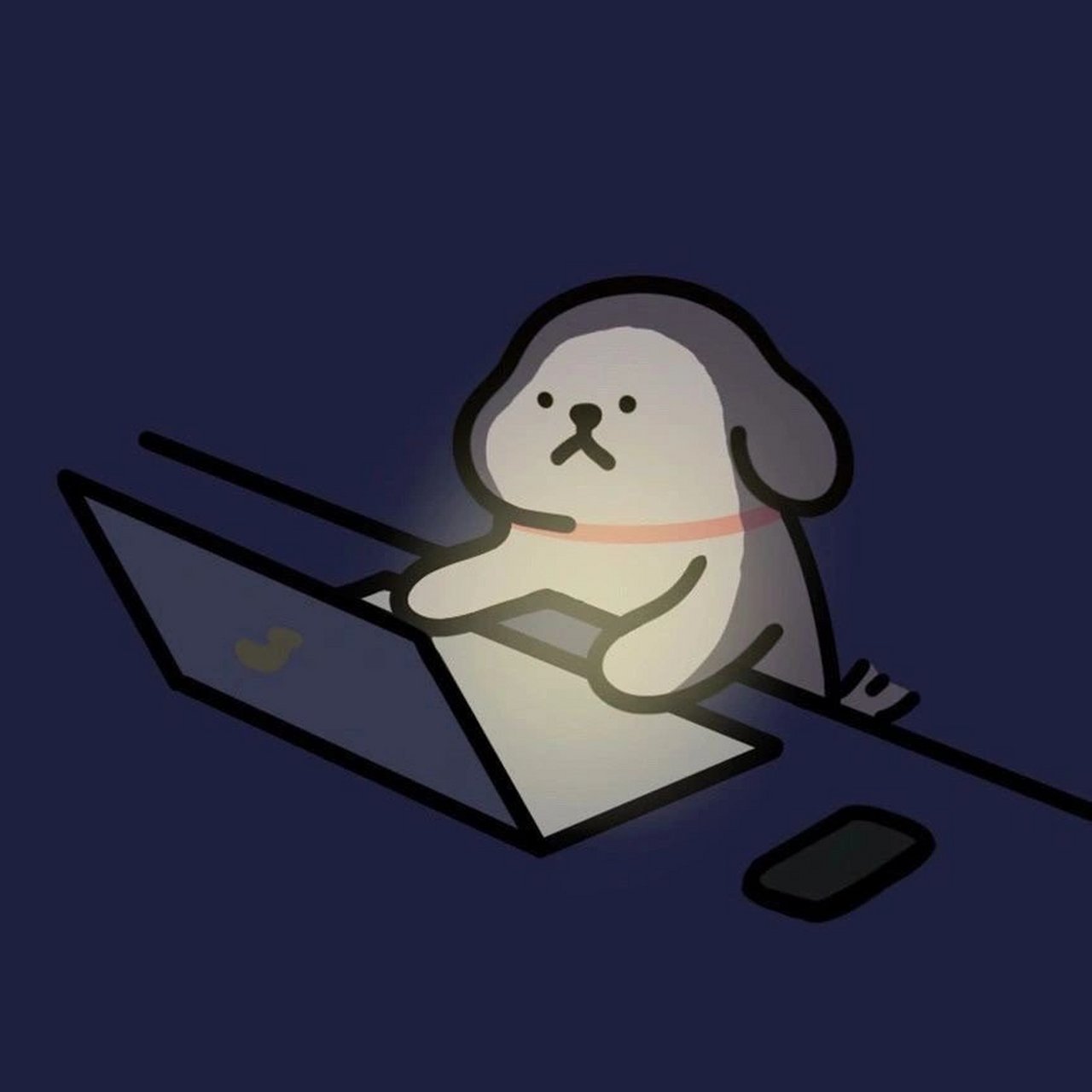 线条小狗情侣头像