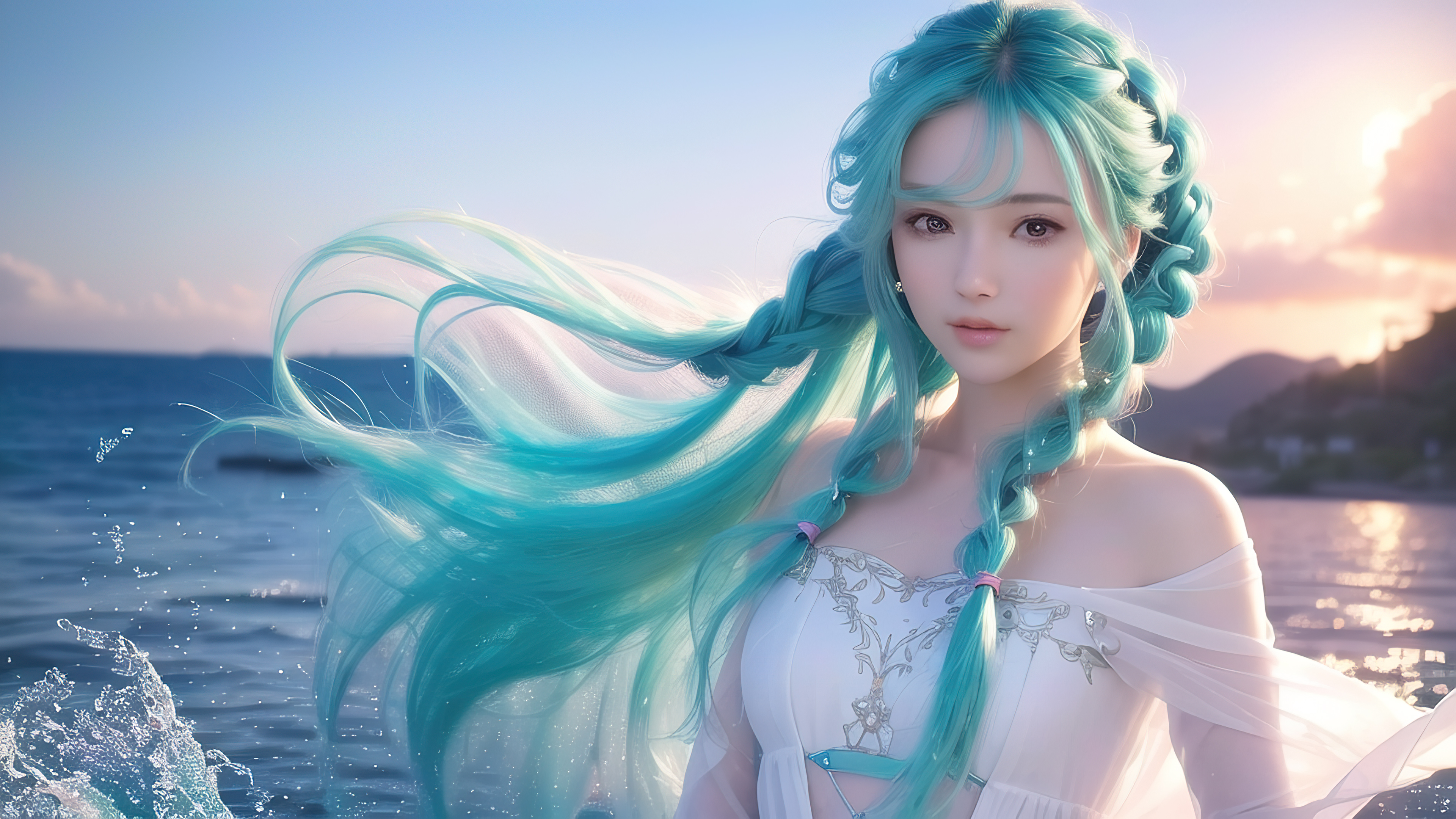 电脑壁纸,美女壁纸 一组蓝色清纯的少女壁纸送给你,超好看