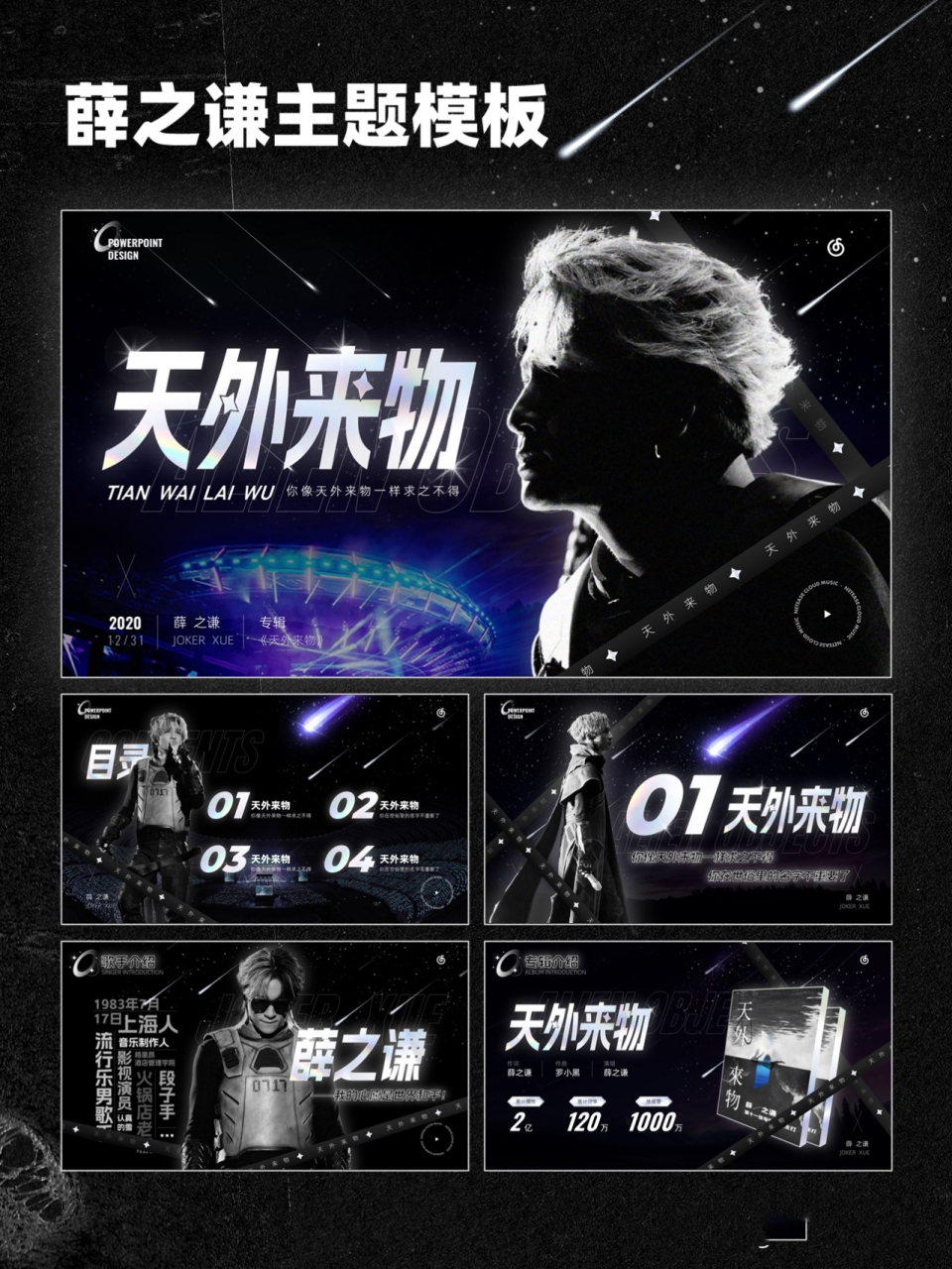薛之谦主题ppt模板:《天外来物》 很高兴今天能够为大家展示关于