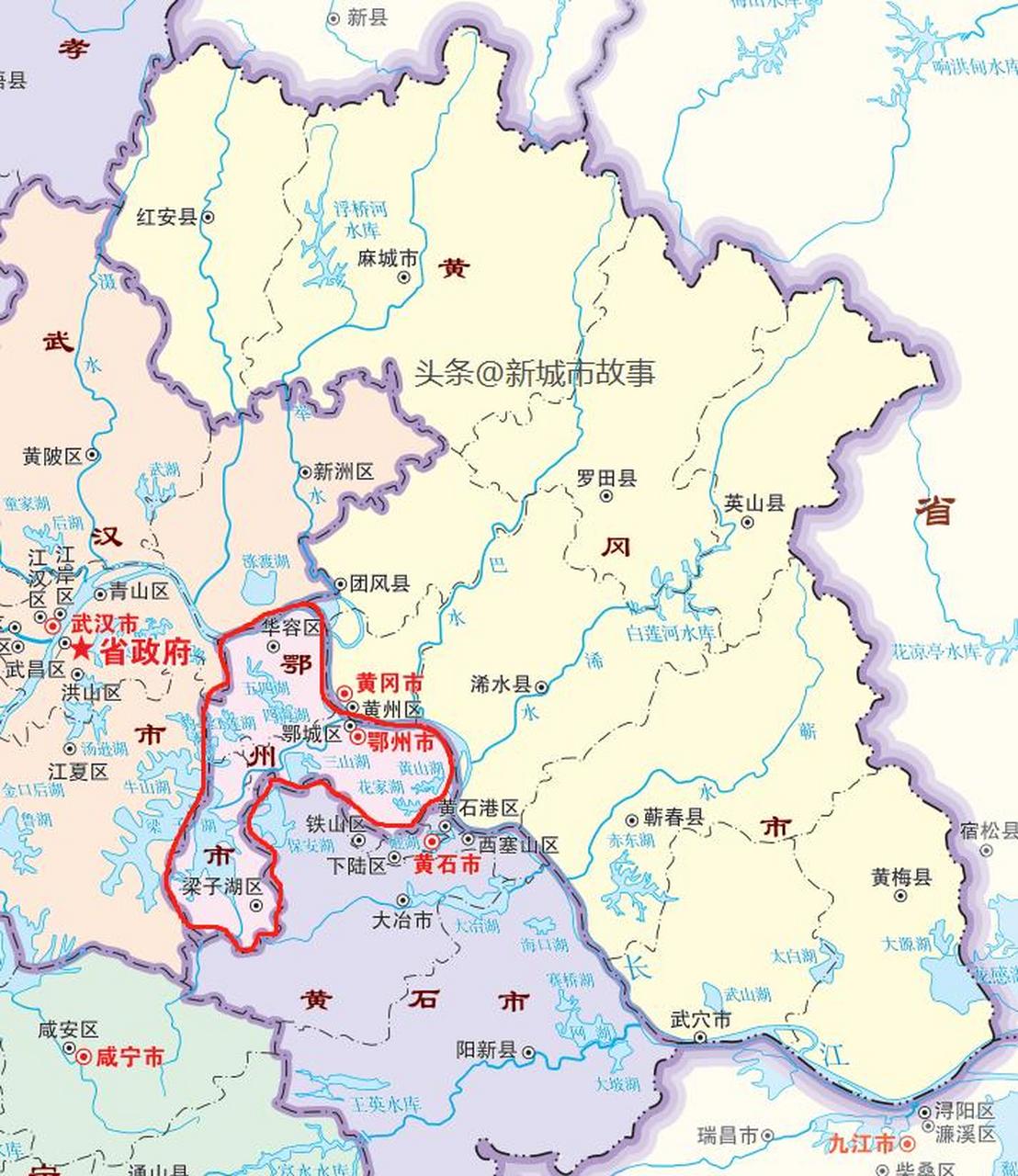 鄂州地图高清放大图片