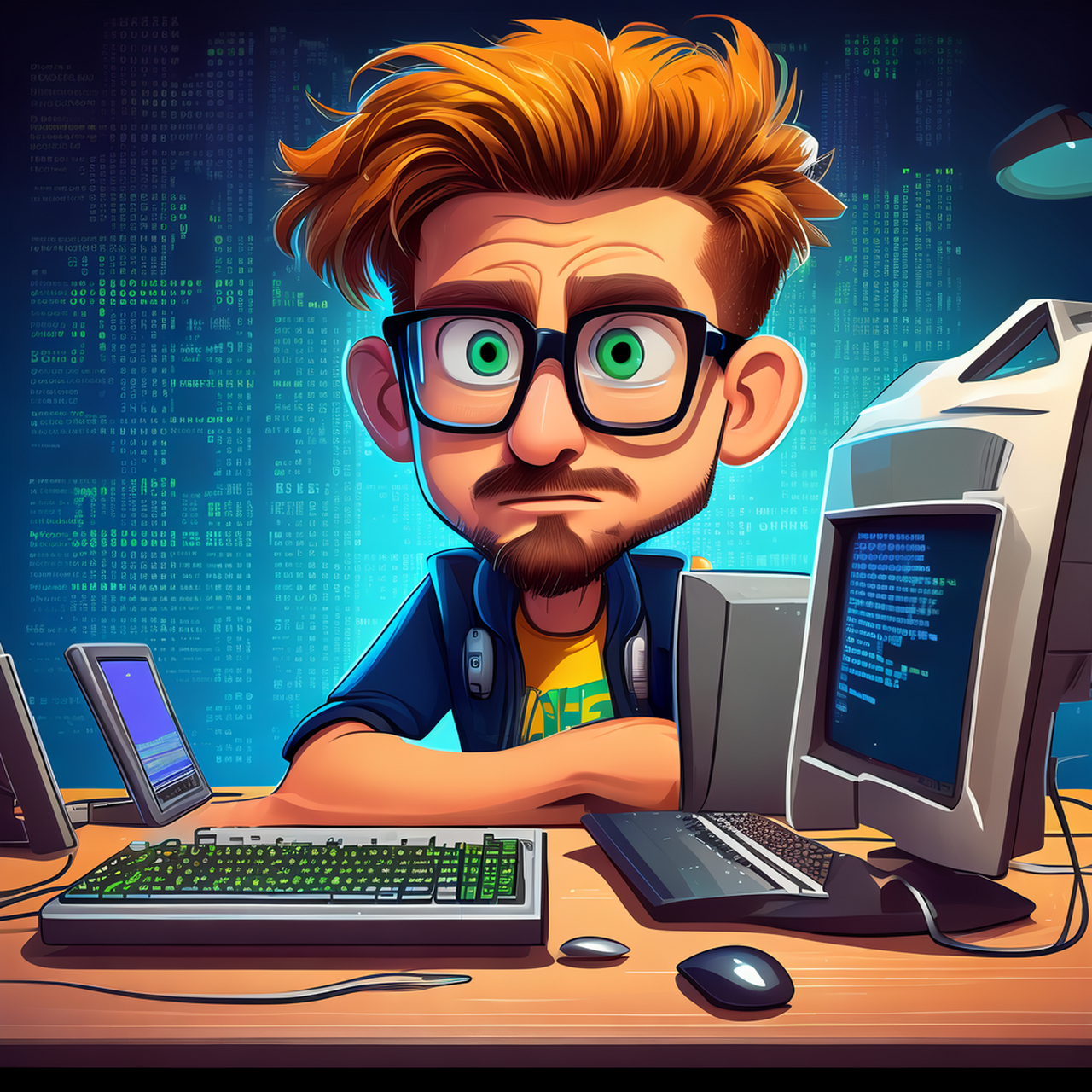 ai绘画:头发多多,bug少少,吃好睡好 #ai艺术季#	#程序员改变世界