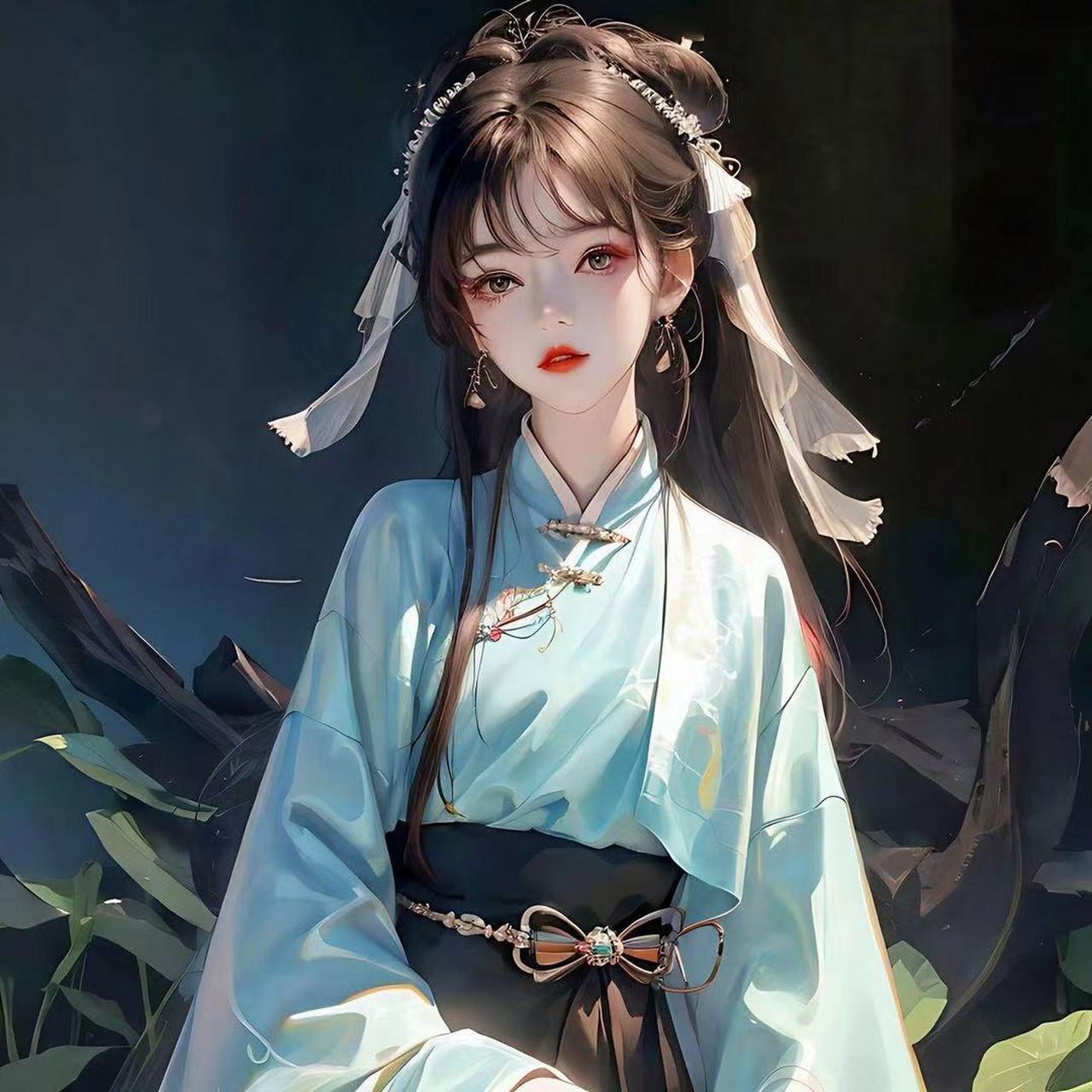 古风小姐姐黑色系简约头像 #古风头像# #ai艺术季