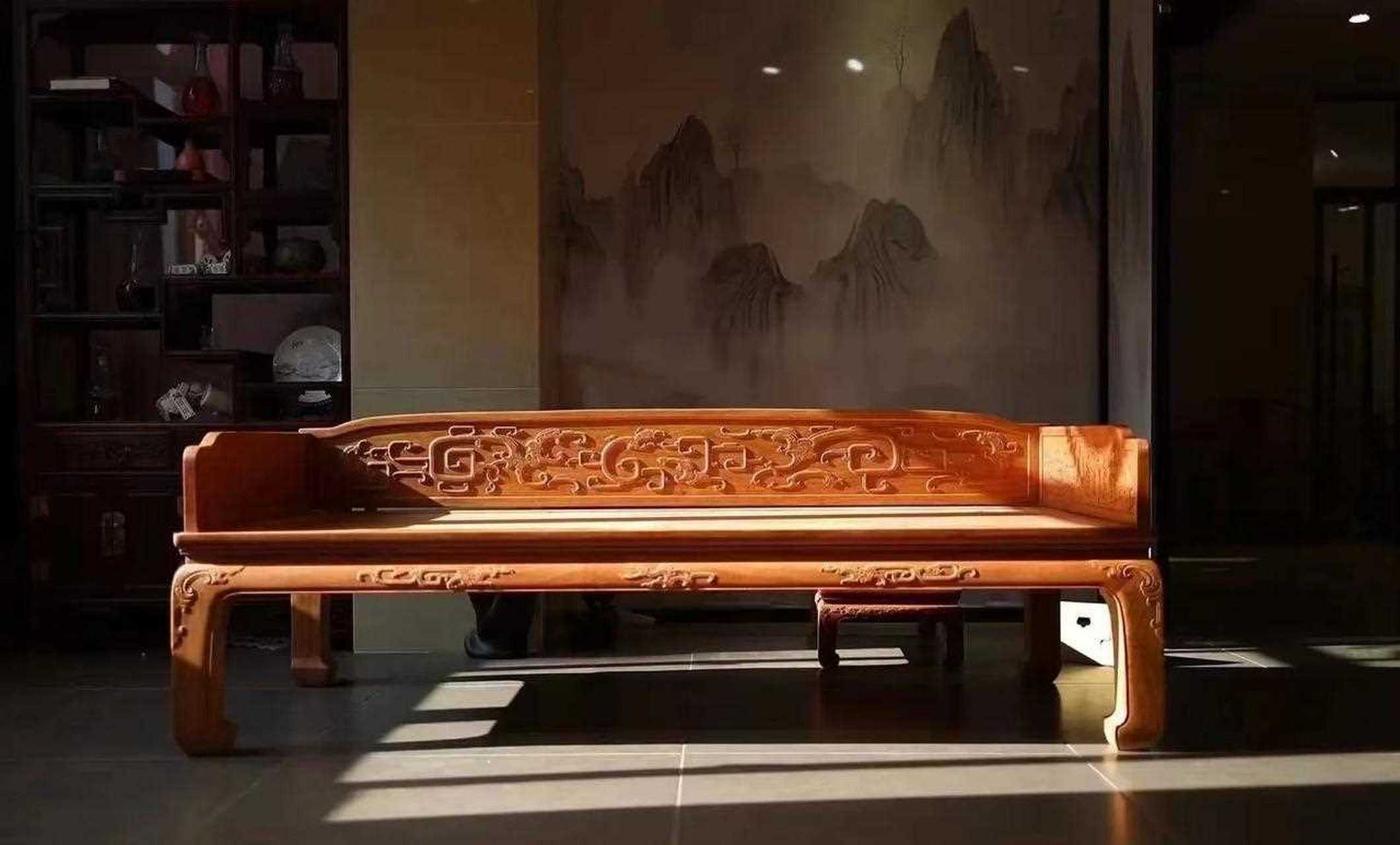 真材实料大果紫檀成品罗汉床合集,感受中式家具的风采