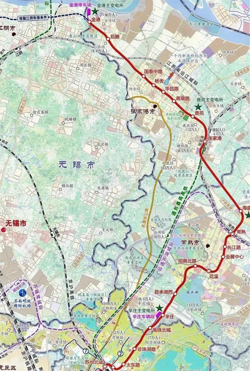 苏州市市域(郊)铁路苏州经常熟至张家港线(苏虞张线)工程,线路全长约