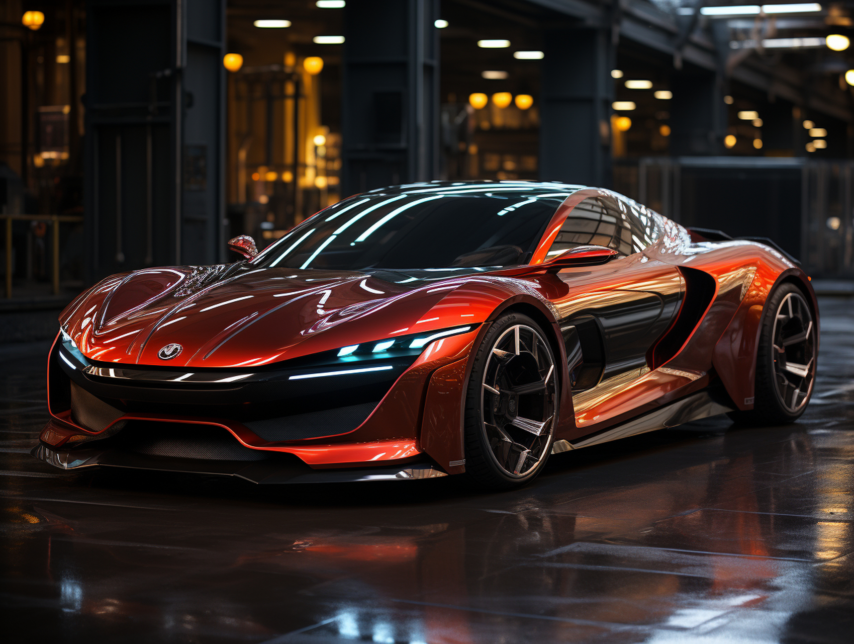 ai作图分享,好久没画车了 prompt:一款浅冰蓝色概念跑车,风格为 32k