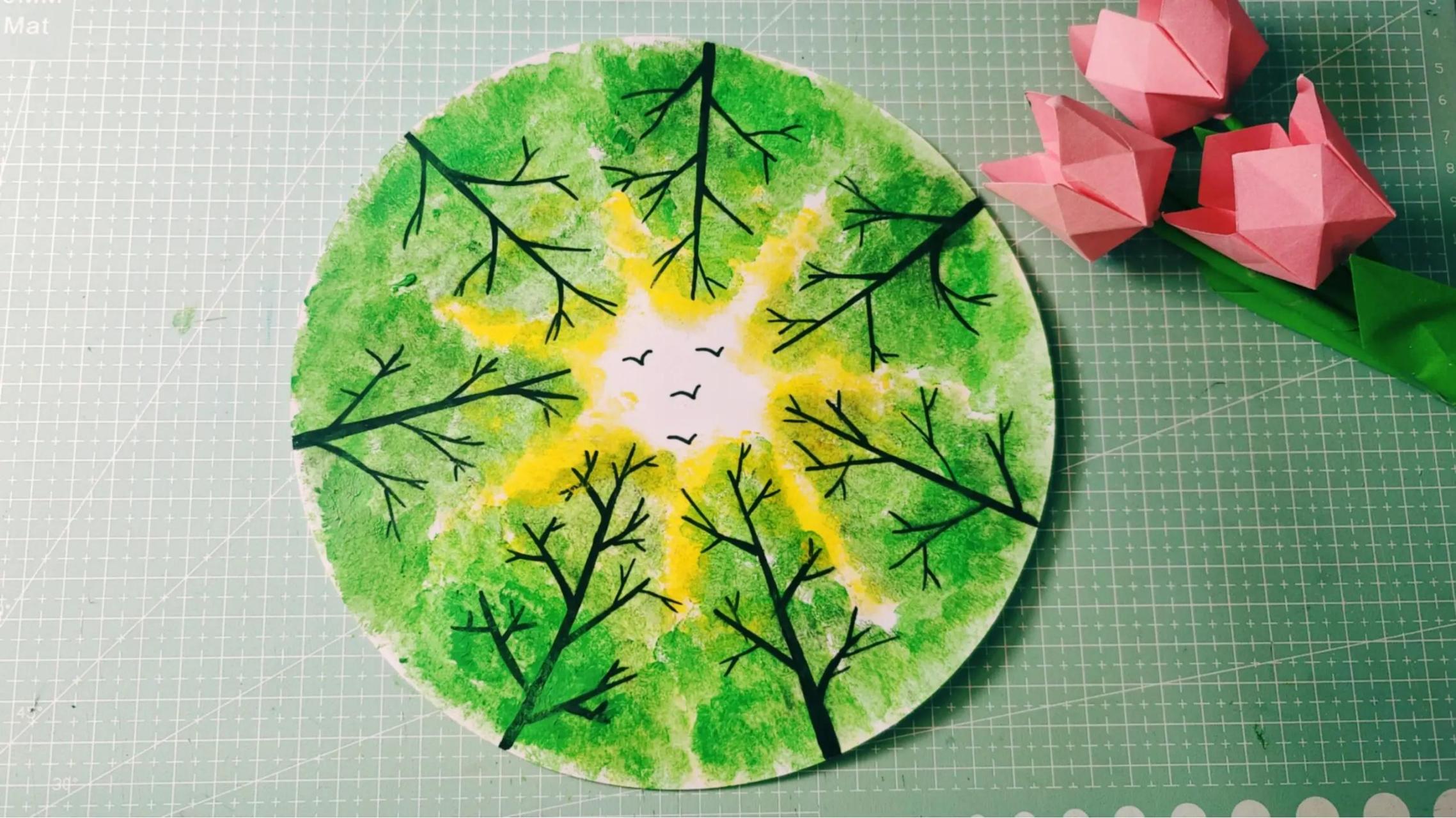 幼儿创意水粉画|参天大树