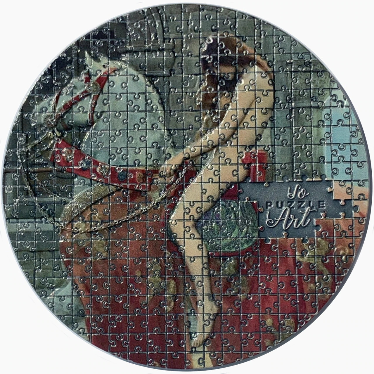 2020年喀麦隆微拼图艺术纪念币:戈黛娃夫人 依据传说,戈黛娃夫人是麦