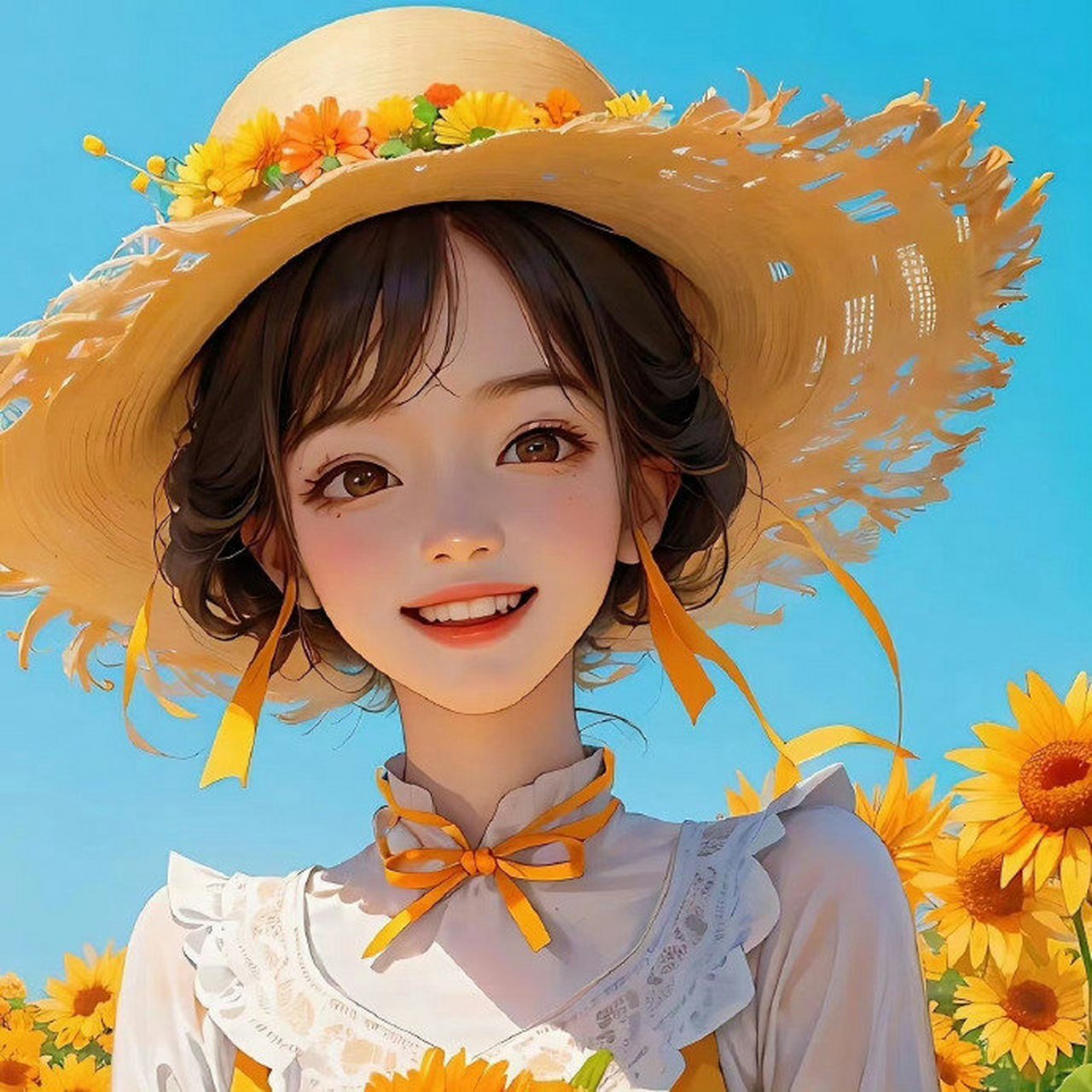 ai绘画# 可爱元气阳光少女美女头像分享