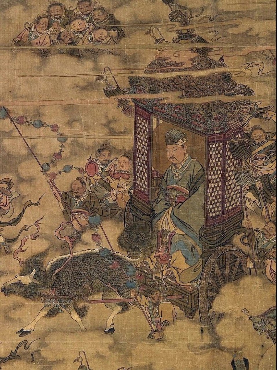 南宋 马麟《三官出巡图》 绢本设色,纵174.2厘米,横122.