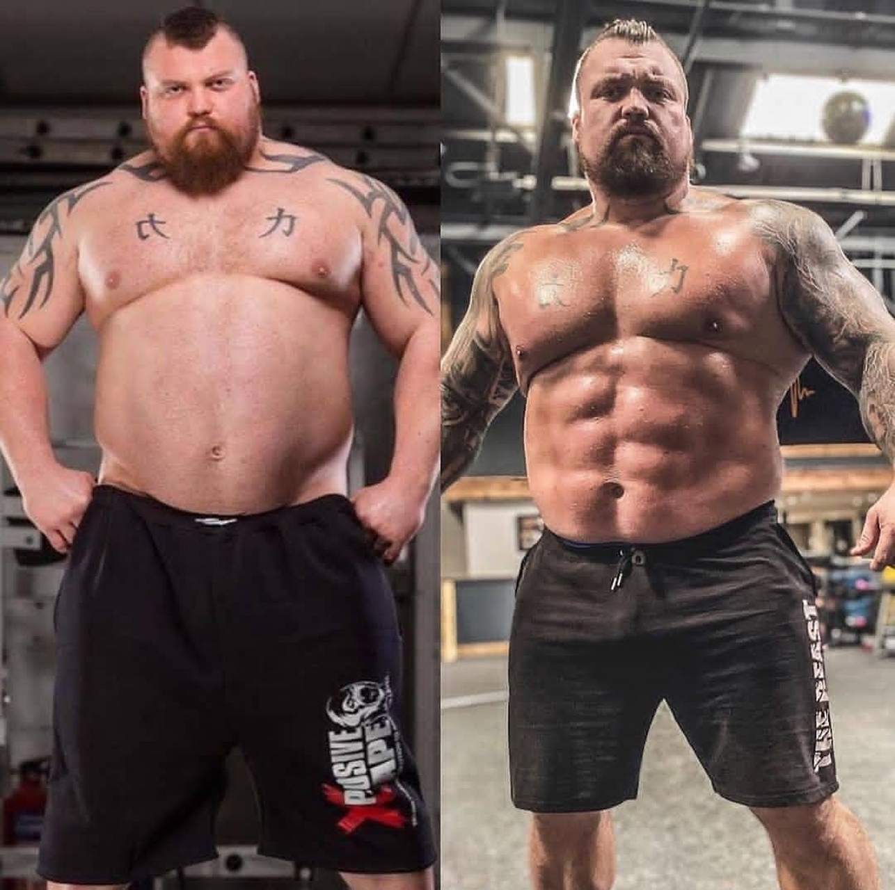 大力士艾迪霍尔减脂前与减脂后