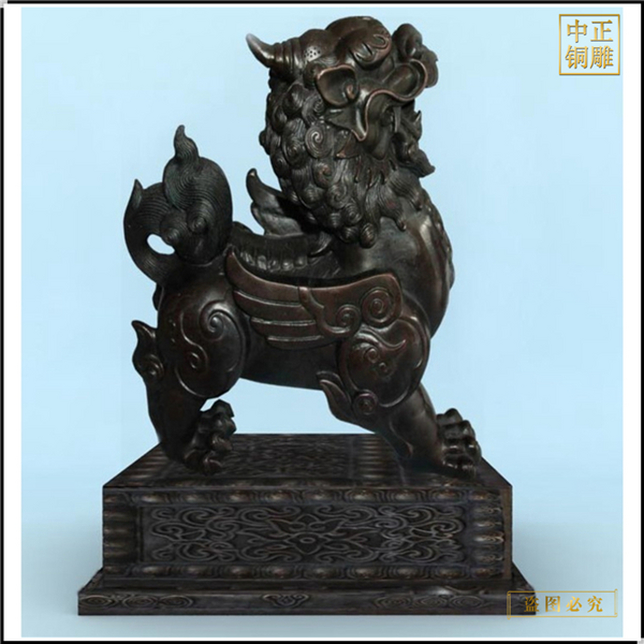 铸铁仿铜貔貅落地摆件大型铜麒麟雕塑铸铜动物铜貔貅 大型铜貔貅定制