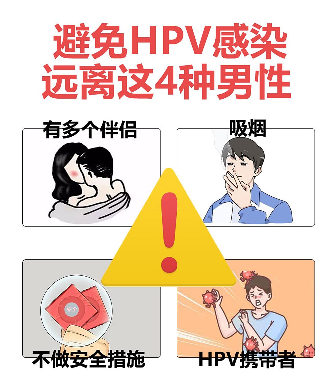 避免hpv感染,远离这4种男性 hpv最常见的传播方式就是性传播,因此想要