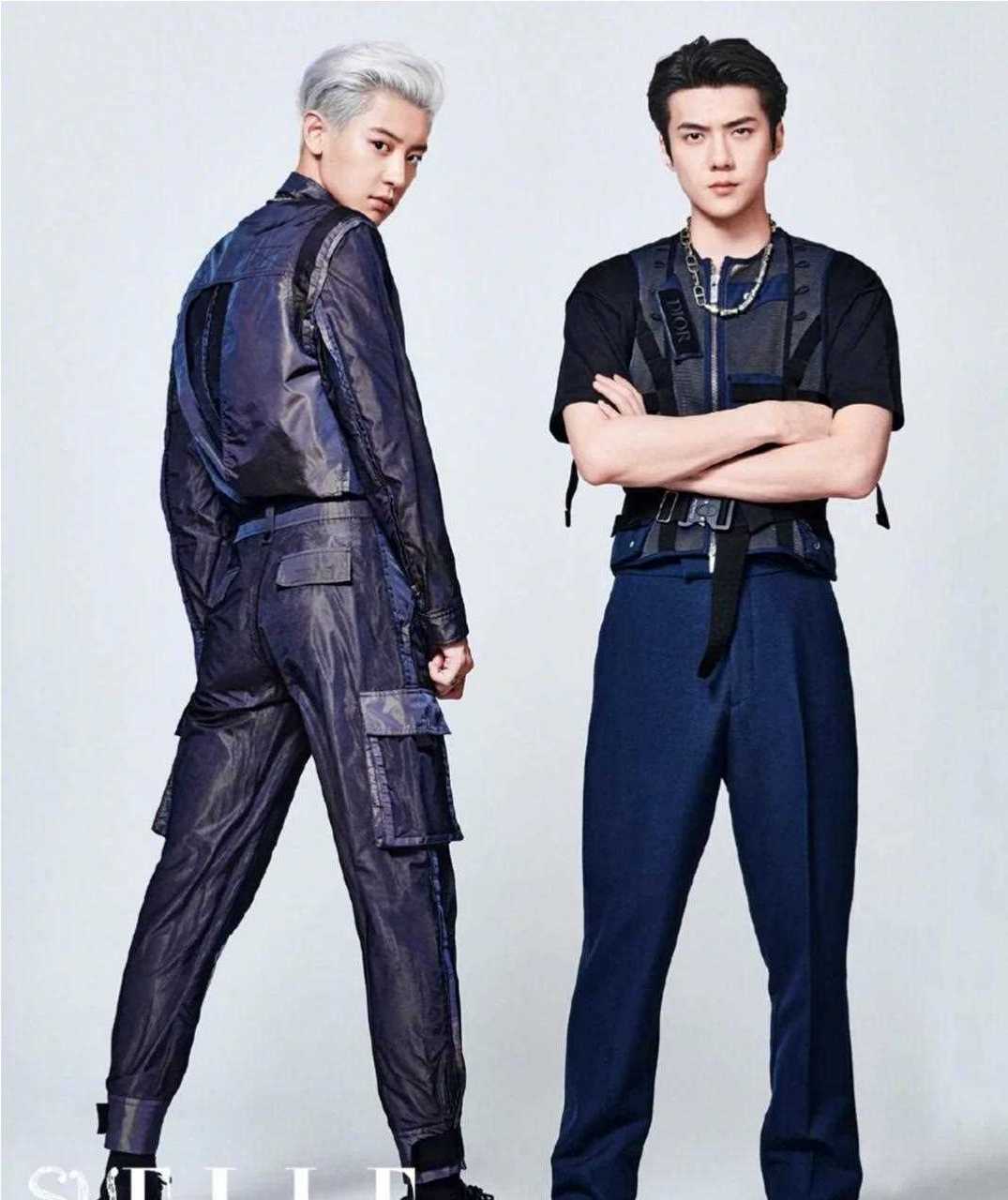 吴世勋朴灿烈exo-sc小分队《superelle》杂志封面,帅哥的颜值身材太a