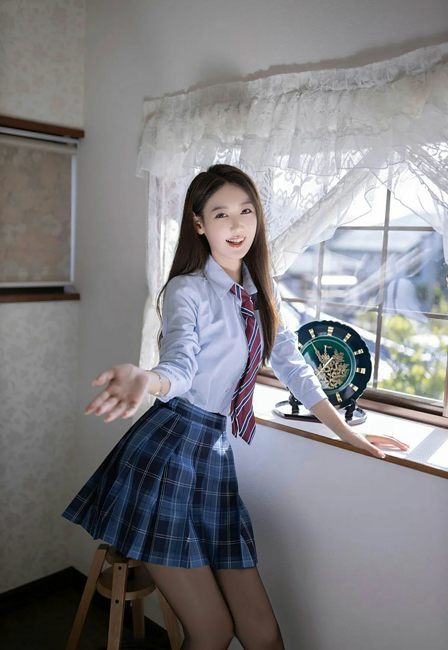 唐安琪——绝美的jk学姐,衬衫和百褶裙帅气又靓丽.