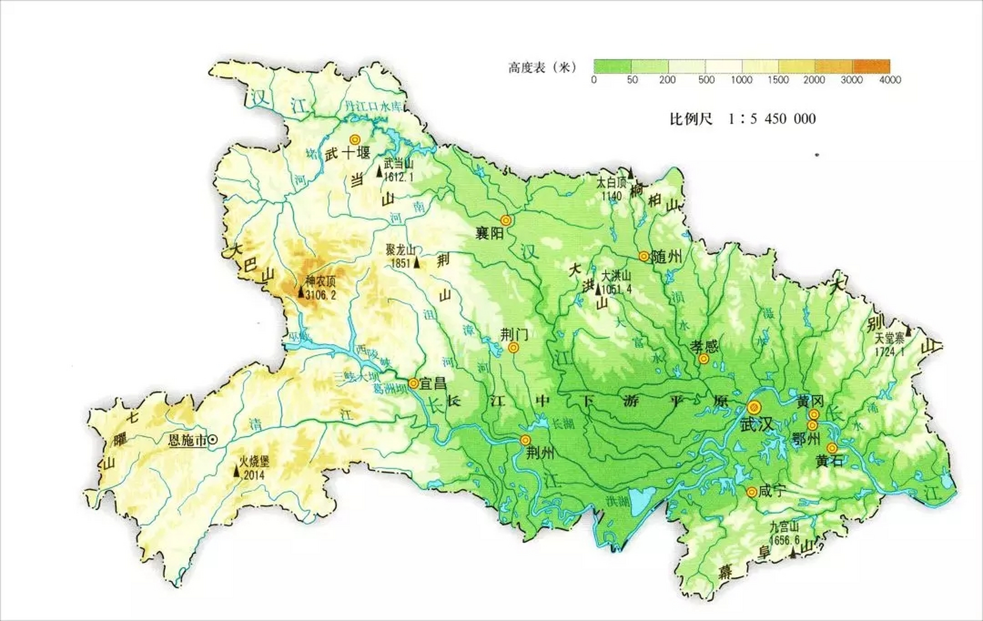 湖北地形图高清可放大图片