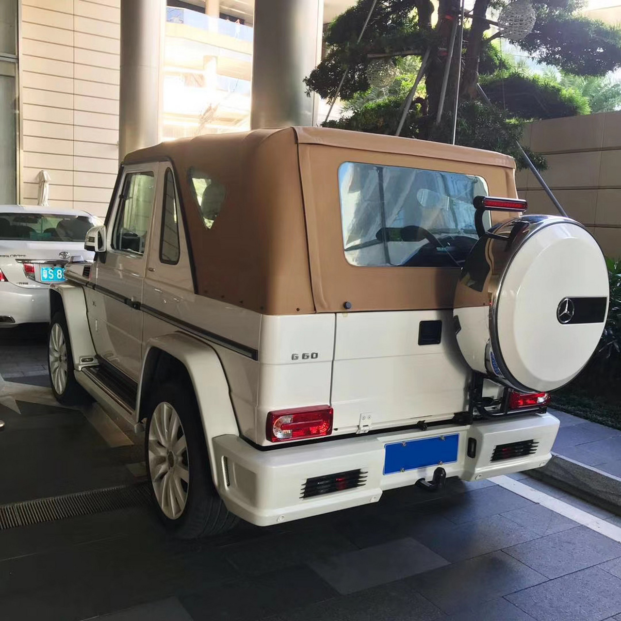 奔驰大g中的稀有动物g60,敞篷大g 还是白色的,稀饭!