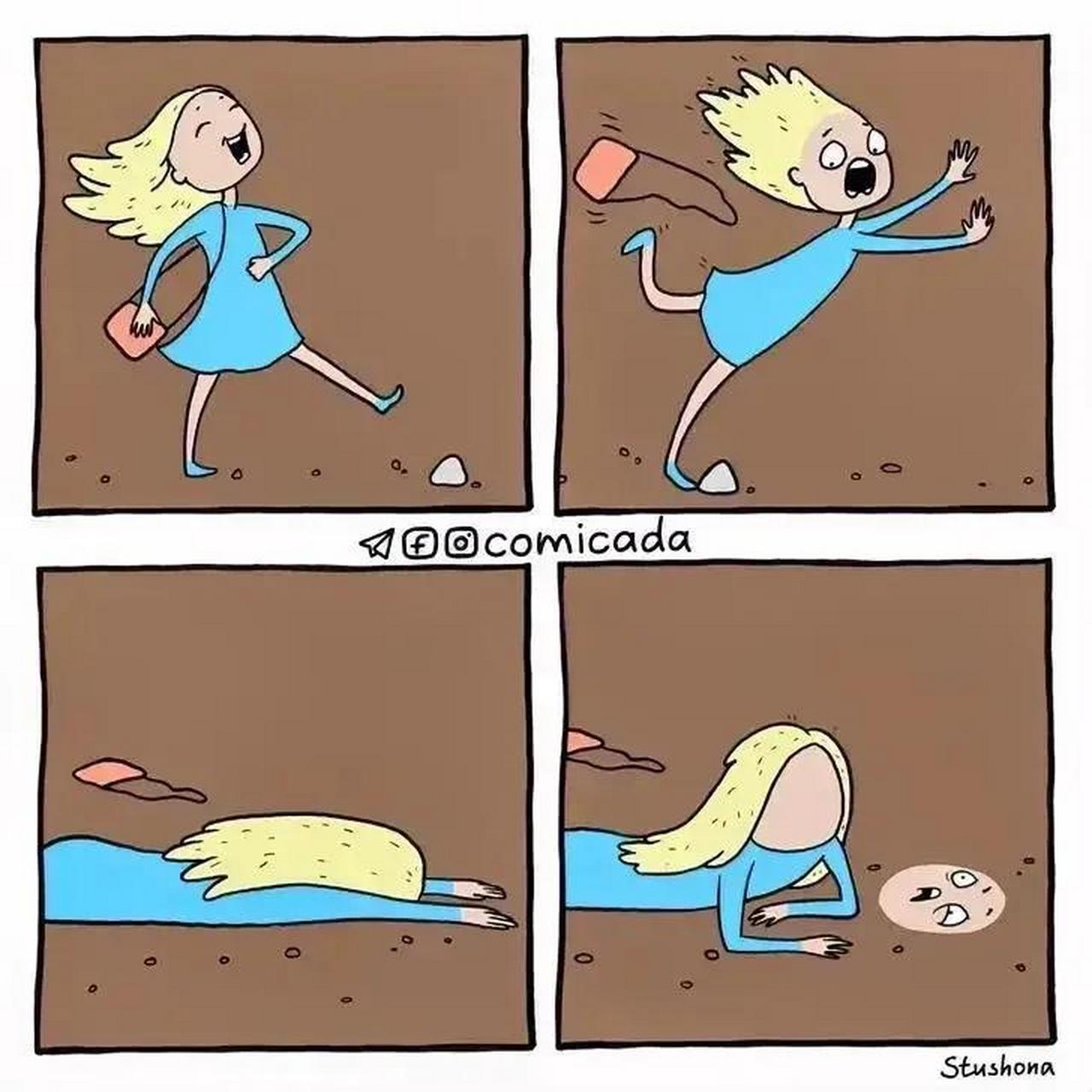 化妆女摔倒就是脸掉地上