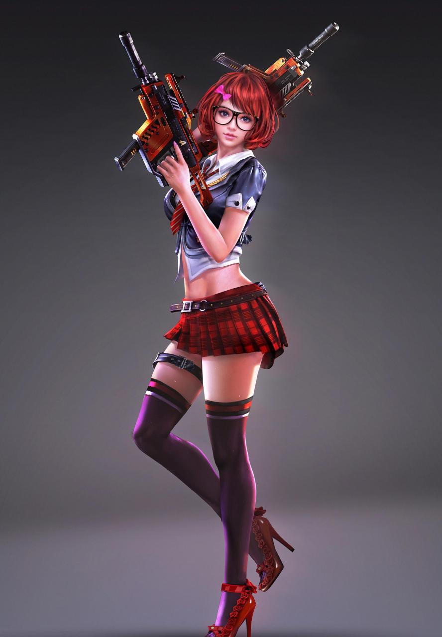 gif创作人# 射击游戏逆战,画师ares的cg原画集,图片有艳后奈菲儿