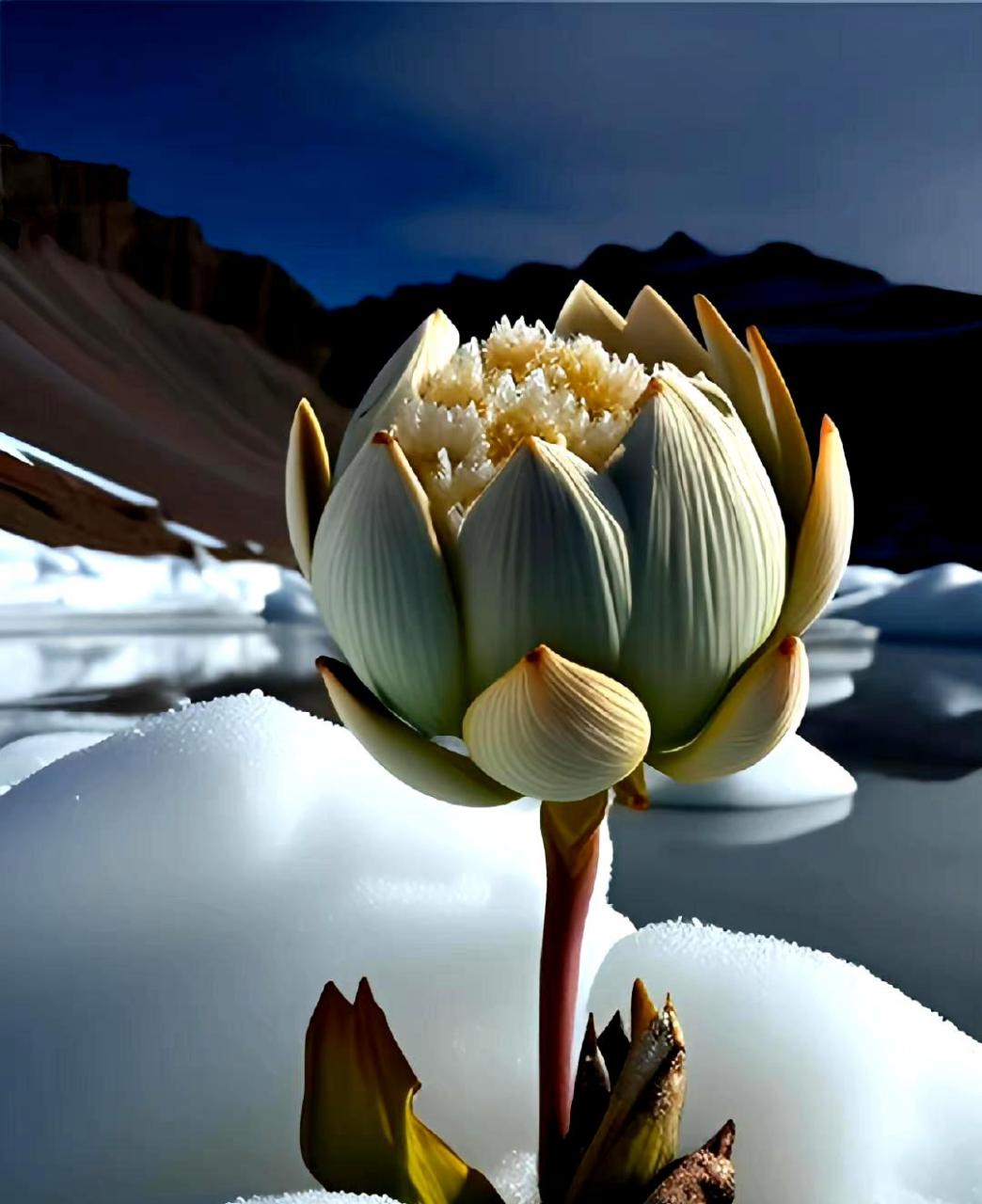 雪莲花洁白无瑕,吉祥如意好运连连.