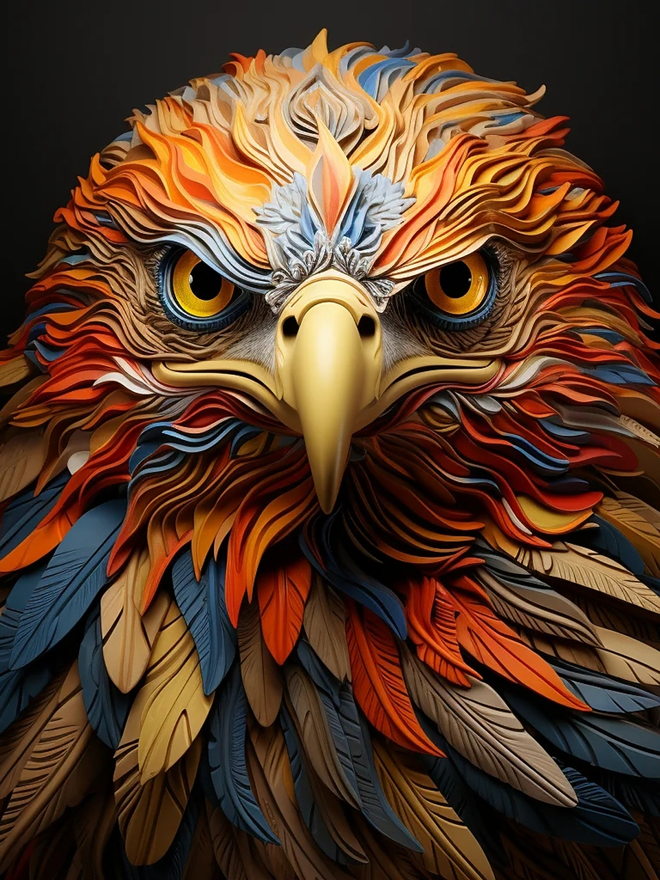 midjoureny 鹰视图  an eagle rendered in moiré patterns, op art