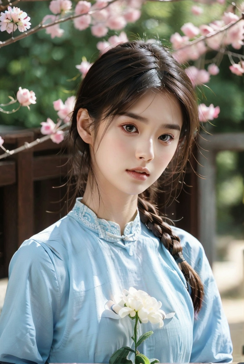 民国风小巧玲珑美少女写真图集,国潮美女艺术照壁纸,像一朵盛开的花