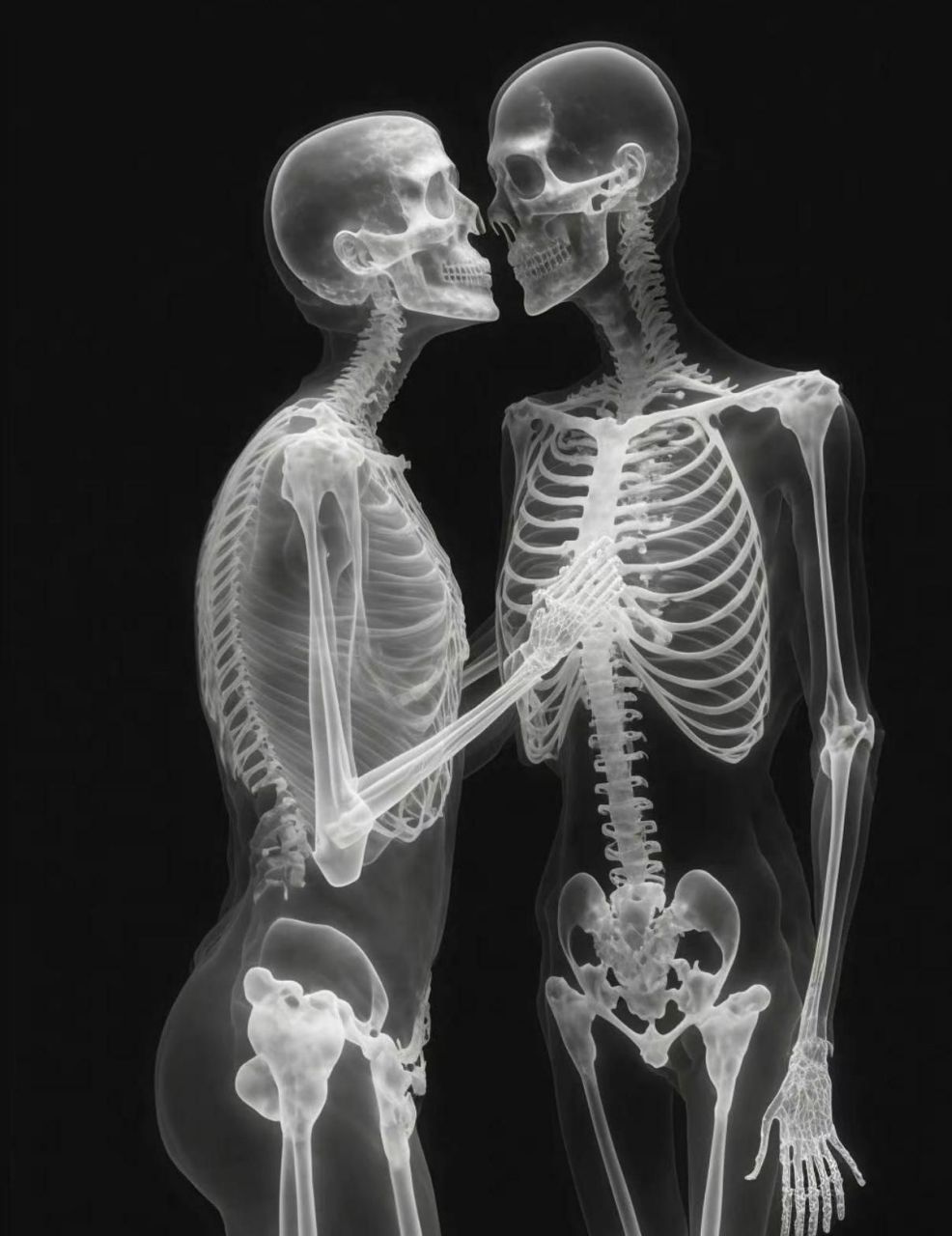 一组情侣接吻的x光片,你分得清哪边是男哪边是女么!