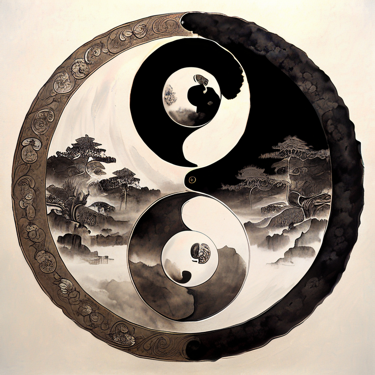 阴阳判九六,天地环丙丁.4k,简洁,静谧#百度文心一言来了