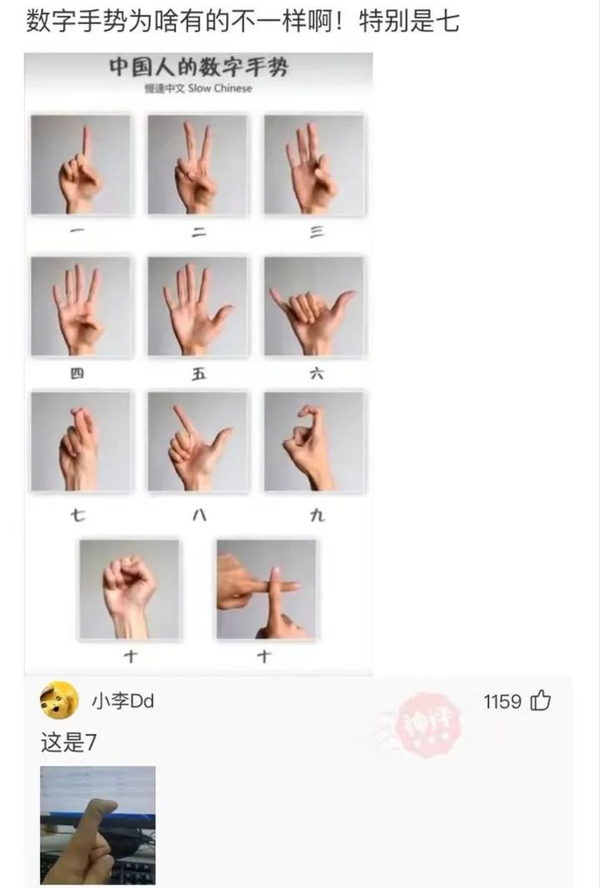 数字手势为啥有的不一样,特别是7