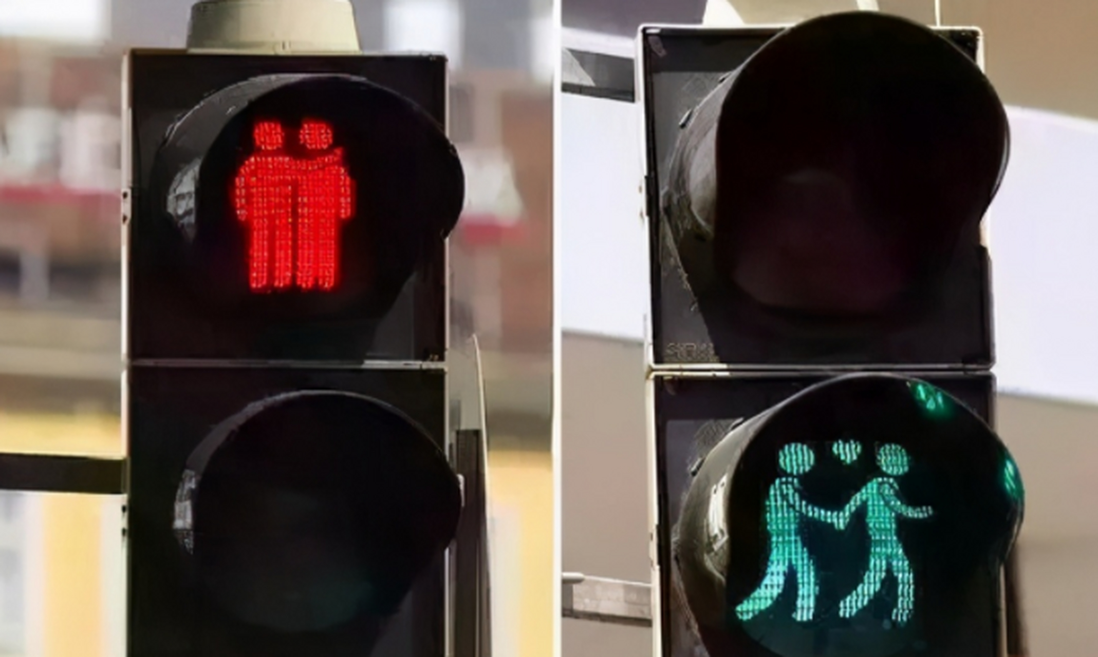 奥地利维也纳是最先使用同性恋主题交通灯的,描绘同性伴侣一起行走的