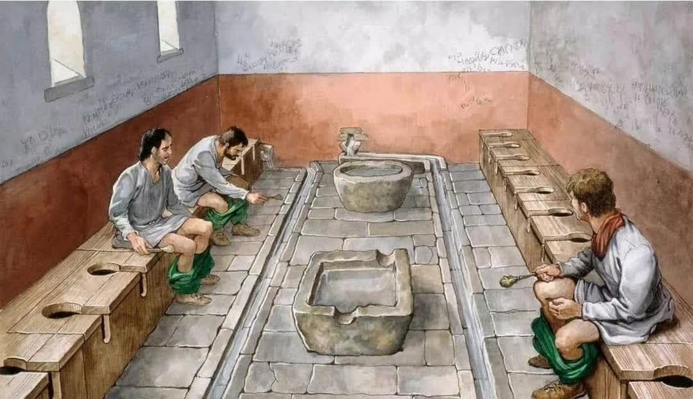 古罗马人的厕所,当时的人们应该没有社交恐惧吧?[嘘]