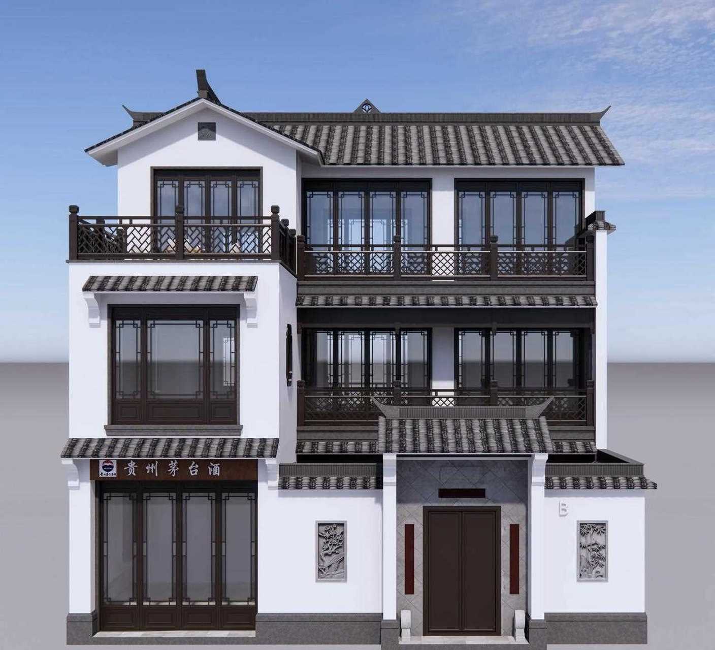 9款带门店的新中式农村自建房,建个中式小院,有个小店做营生也是极好
