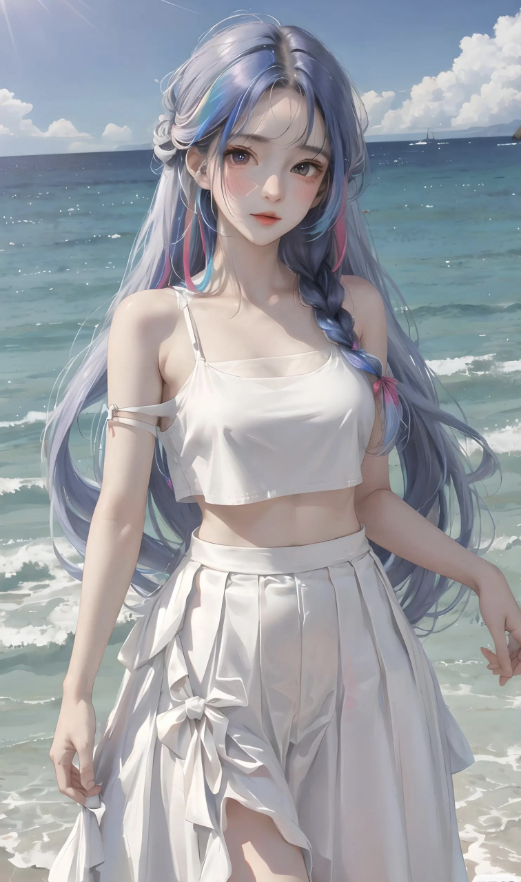 ai精绘少女,将简单的白色也能穿成时尚与性感,或许,这就是ai的魅力