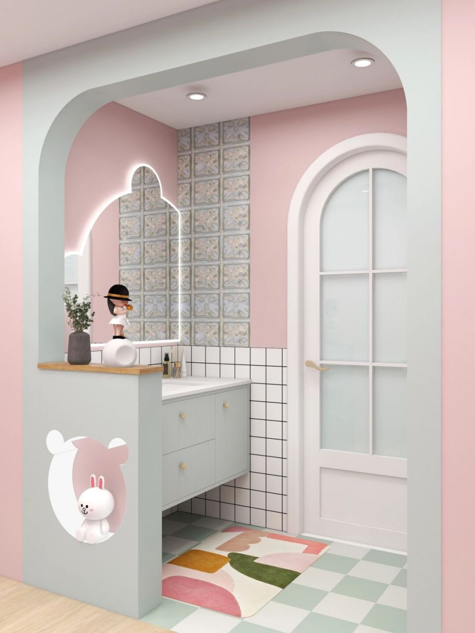 让人一眼万年的马卡龙浴室粉蓝白配色太好看[干杯] 小公举!