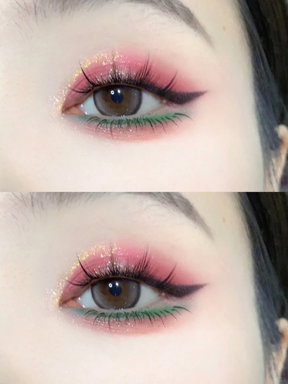 红配绿圣诞氛围眼妆教程 听说要到圣诞节啦 提前给你们搭配眼妆配色