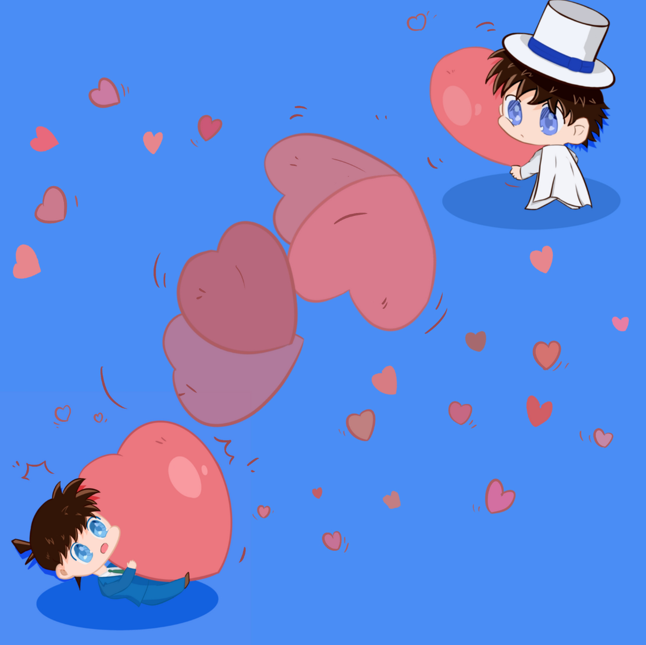 (纯爱头像推荐)"工藤新一,怪盗基德向你发射了无数爱的小心心,请你