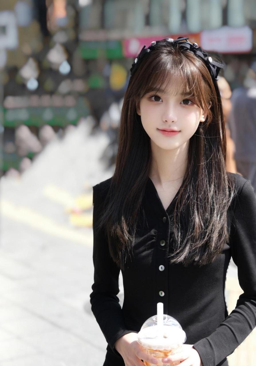 街头高颜值小姐姐,好清纯的刘海呀!