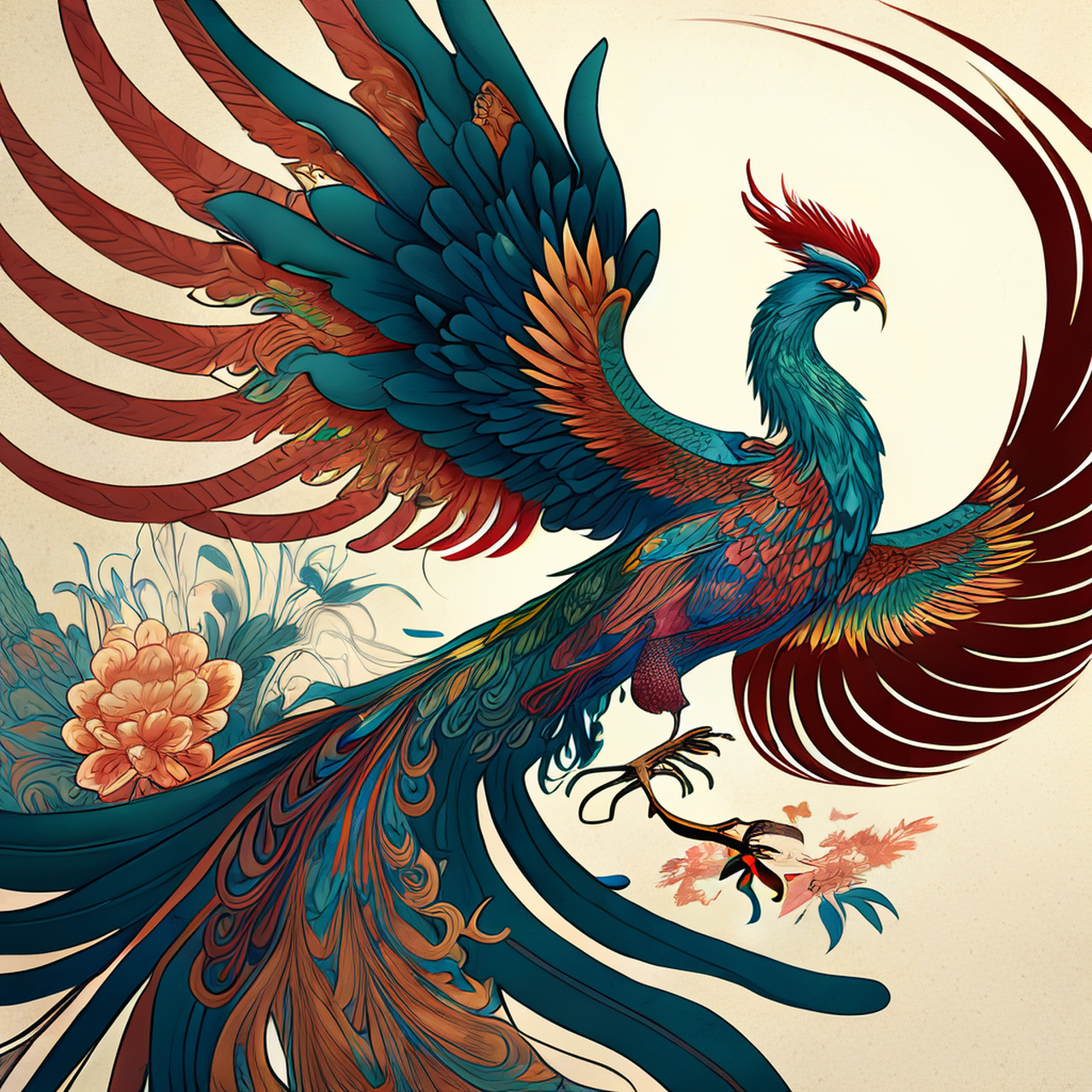 凤凰何时来,聀聀翔我庭.简洁,优雅,苍茫#百度ai绘图黑科技