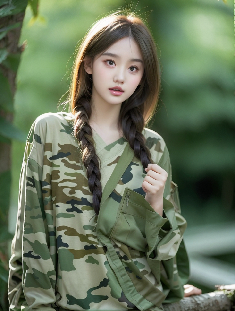 长得好看穿啥都好看[给力] #美女# #气质美女# #迷彩服# #清纯甜美