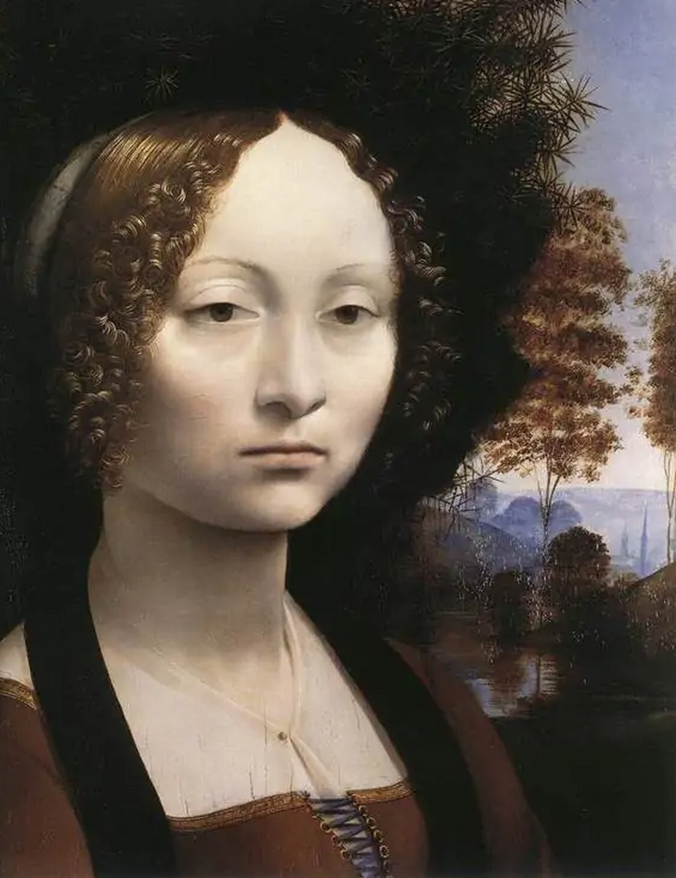达芬奇作品之一《吉内薇拉·班琪 世界油画史上最伟大的巨匠之一