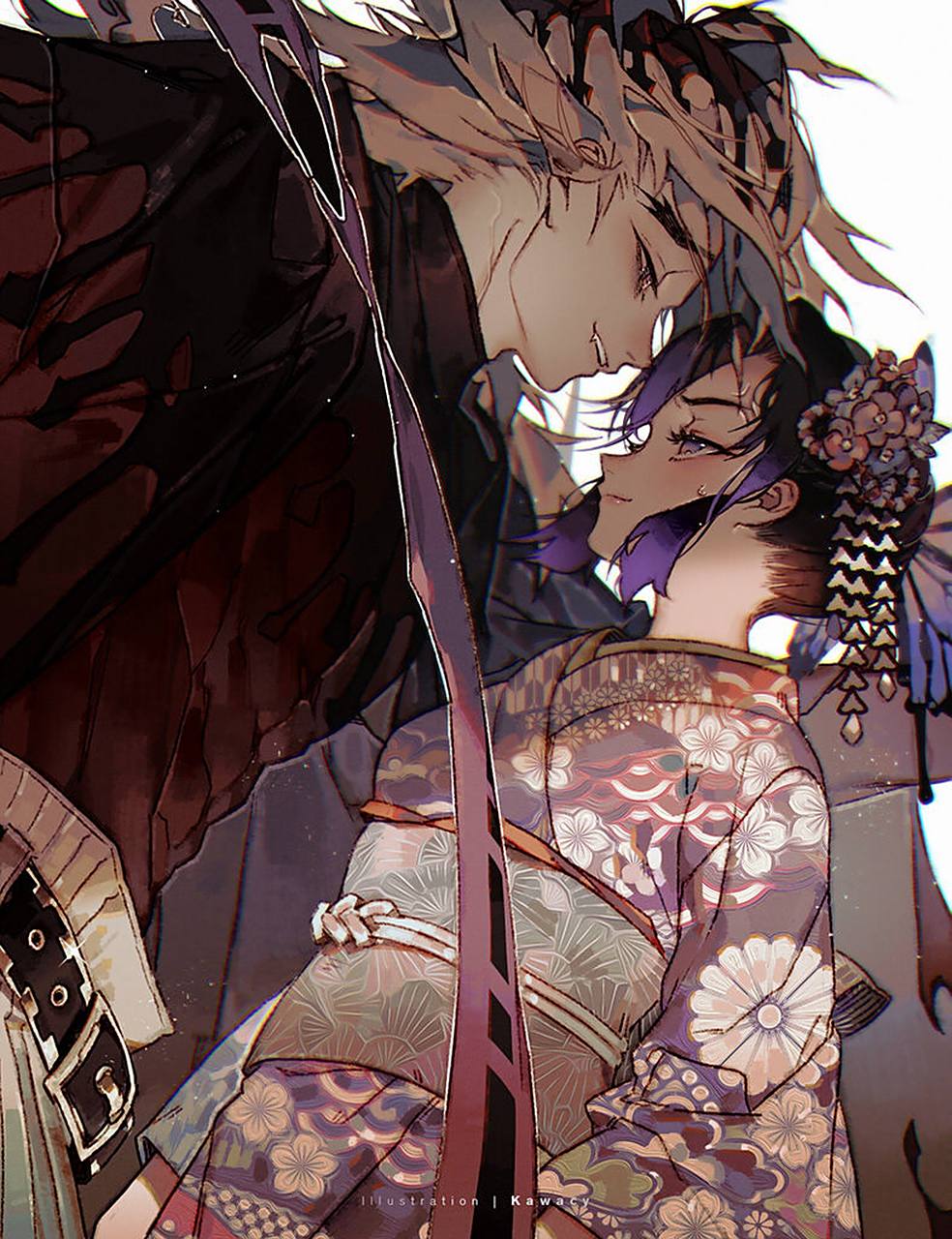 鬼灭之刃# 画师河cy 近期新绘 这个画风真的太惊艳了