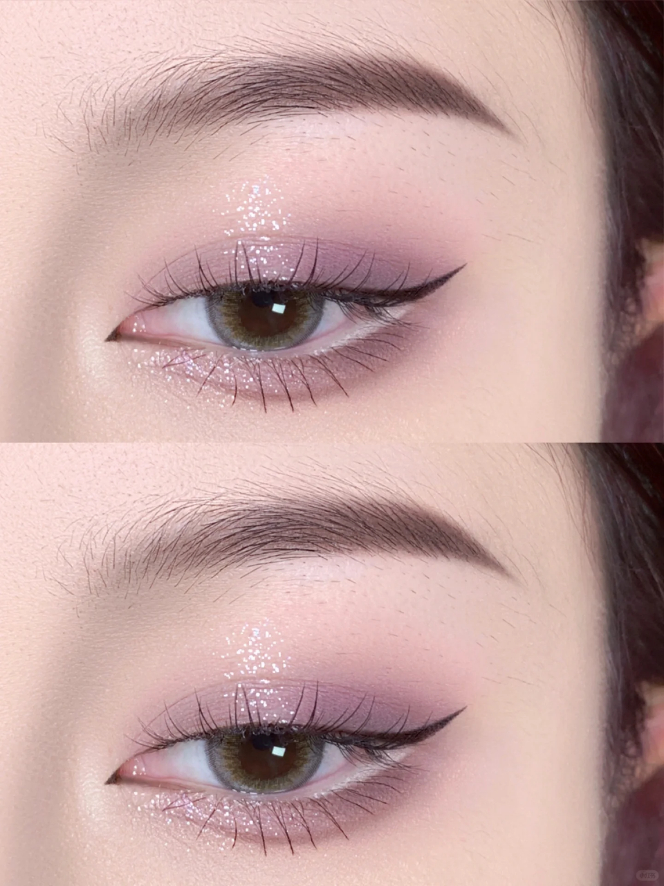 清冷粉紫小烟熏眼妆60轻混血猫系眼妆画法 低饱和的粉紫色搭配钓系