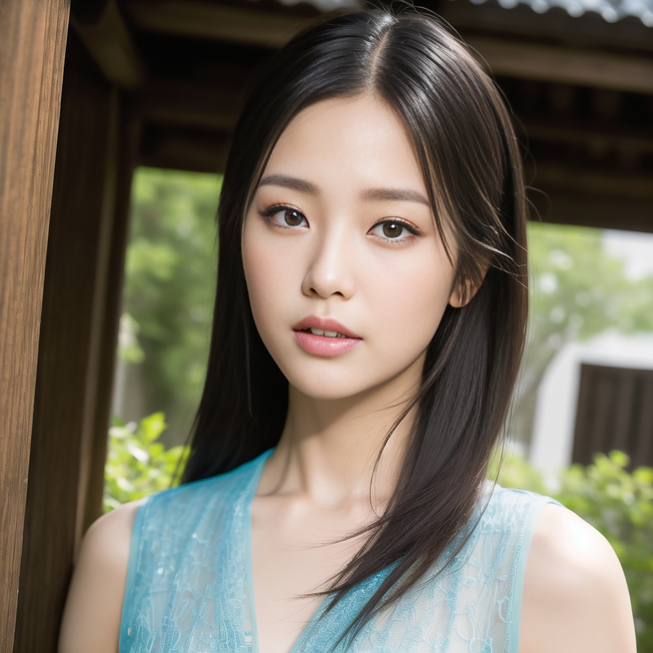 照片中的美女神态自若,散发着淡淡的香气,你闻到了么?#ai绘画