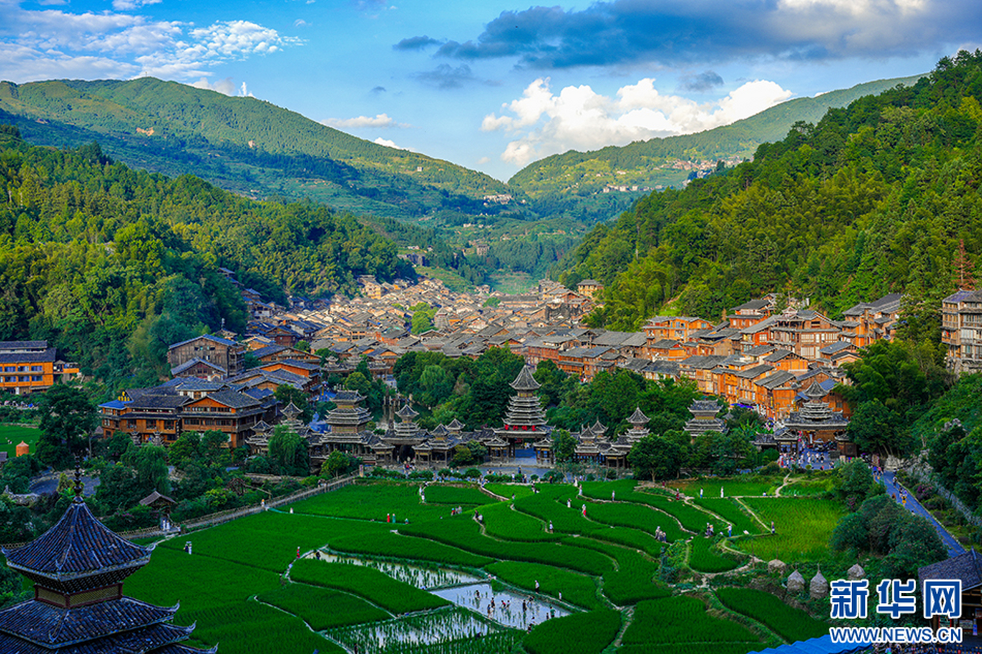 【夏游贵州】近日,贵州省黔东南苗族侗族自治州黎平县肇兴侗寨迎来