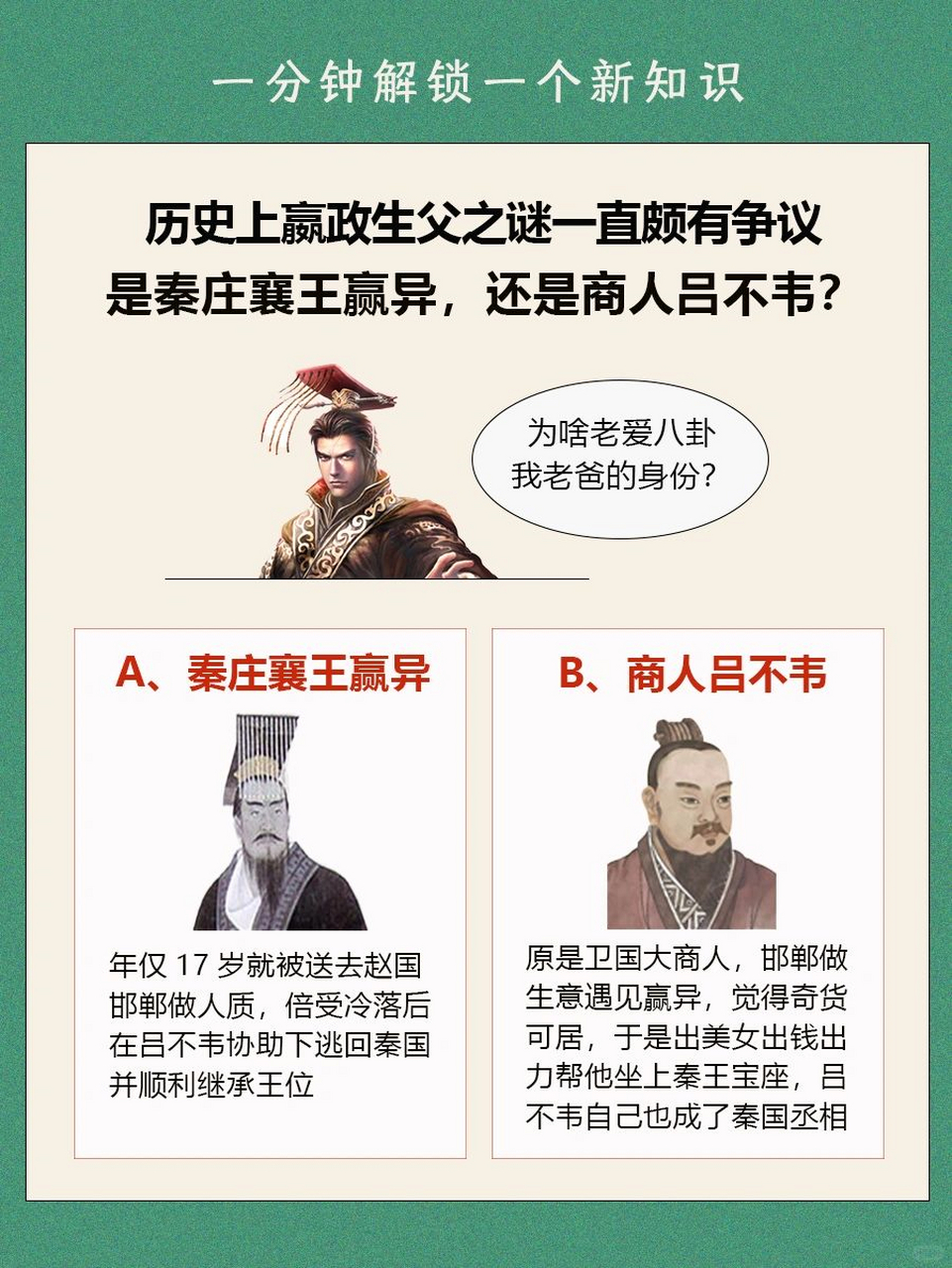 秦始皇的生父真实身世