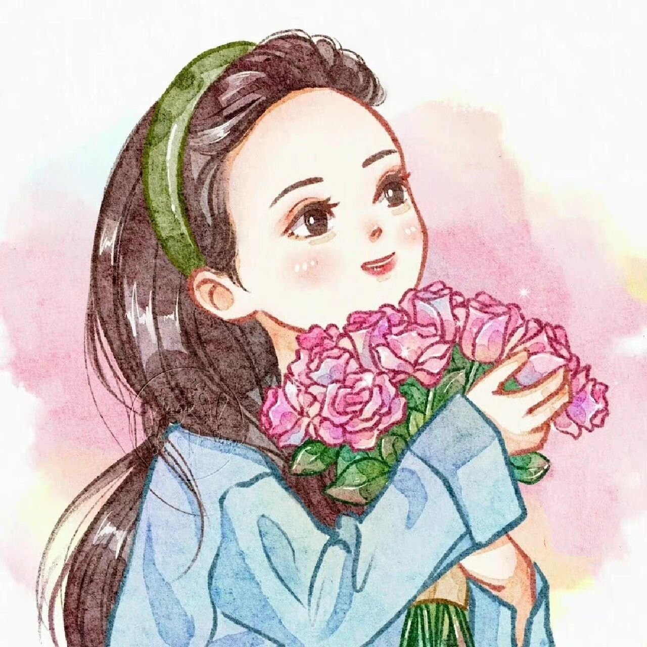 刘亦菲捧花头像 手绘版本也来了 喜欢的姐妹可以行动了  可以分享给