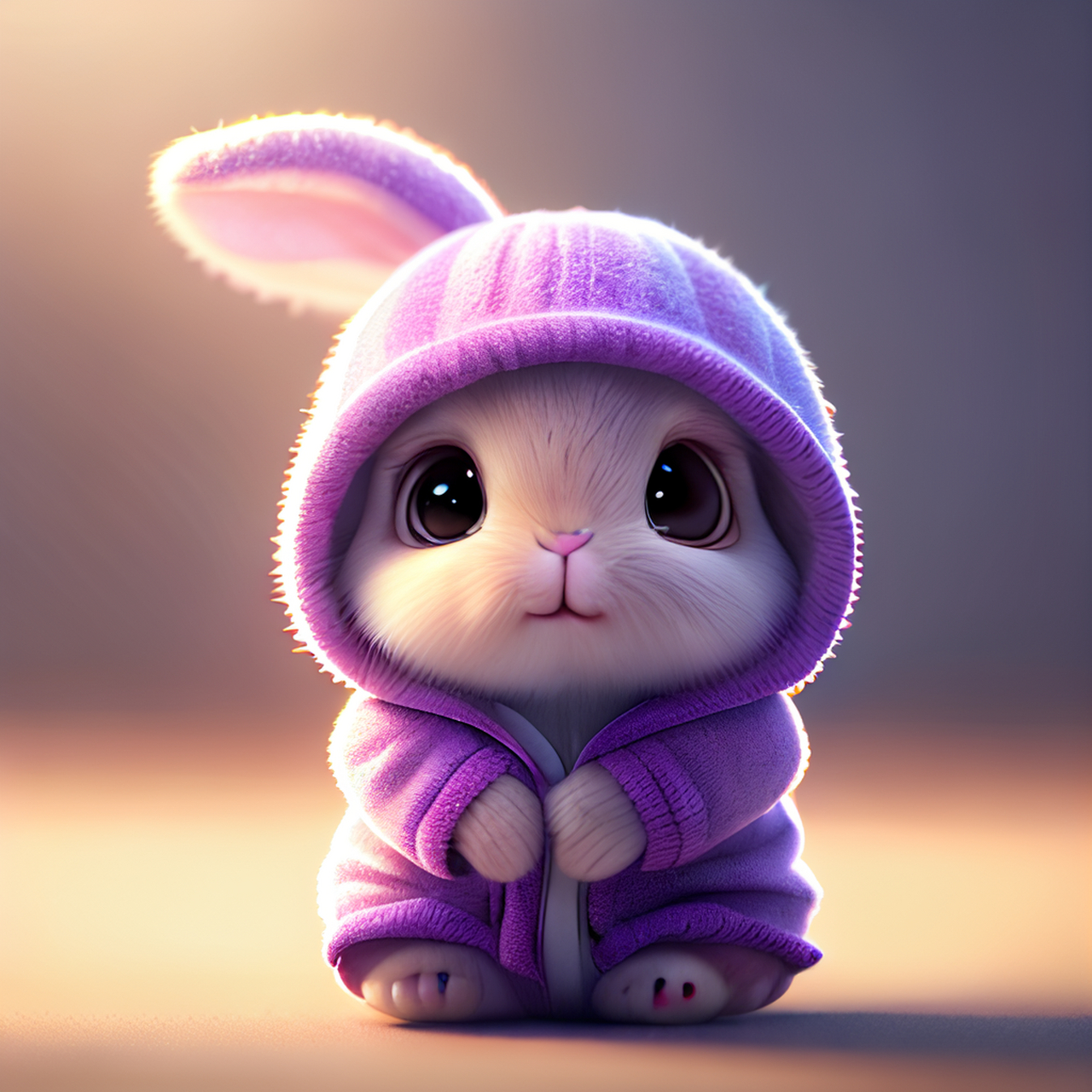 百度ai绘图黑科技#皮克斯风格,小可爱和可爱的兔子穿着睡衣戴着可爱