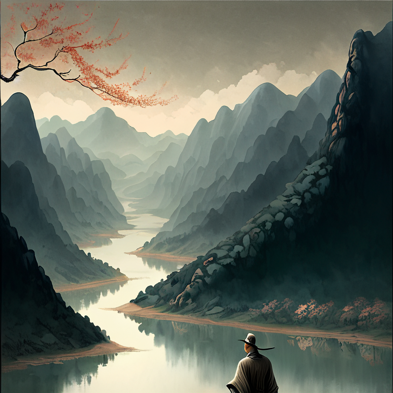 鹅溪为卷湖山去,拟与诗人到处论.中国风,优美,淡雅#百度ai绘图黑科技